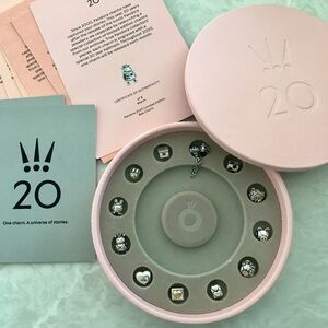 Pandora 20th Anniversary Charm Box with 12 Silver Charms